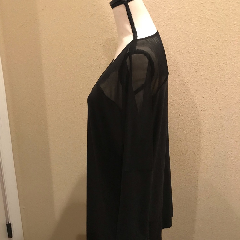 Large black two piece pant ensemble with sheer top - Picture 3 of 5